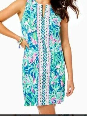 EUC Gorgeous Lilly Pulitzer Kelby Stretch Shift Dress, Macaw Blue
